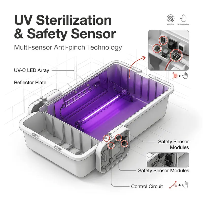 Automatic Pet Litter Box with Anti-Pinch Sensor