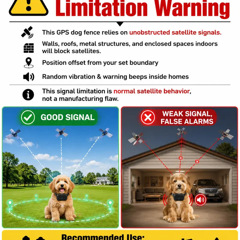【NewYear2026】Dog GPS Containment Electric Fence - Outdoor Use Only (Indoor Satellite Signal Drift Disclaimer), Rechargeable Waterproof Nylon Titanium Training Collar with LED Screen, Adjustable Warning Strength, 33-999 yd Radius, Ideal for Beach & Parks,,