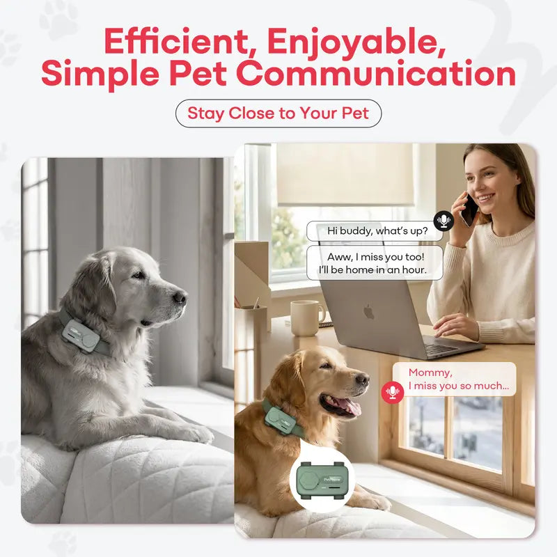 PetPhone for Dogs & Cats – 2-Way PetChat, AI-Powered Pet Sound Analysis & Activity Insights, GPS Tracker with Geofencing Alerts, Play Music, 37g Smart Pet Tracking Device, Gift for Pet Lovers