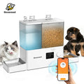 Geoorood 2-in-1 Automatic Pet Feeder & Gravity Water Dispenser Set with Stainless Steel Bowls - 8.5L/36Cups Capacity, Food/Water Split, Customizable Plan, Auto Filling, Stable Base, Easy Cleaning, Night Monitoring, Power Supply for Cats Small Dogs