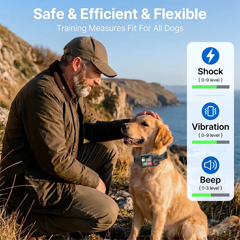 【NewYear2026】Dog GPS Containment Electric Fence - Outdoor Use Only (Indoor Satellite Signal Drift Disclaimer), Rechargeable Waterproof Nylon Titanium Training Collar with LED Screen, Adjustable Warning Strength, 33-999 yd Radius, Ideal for Beach & Parks,,