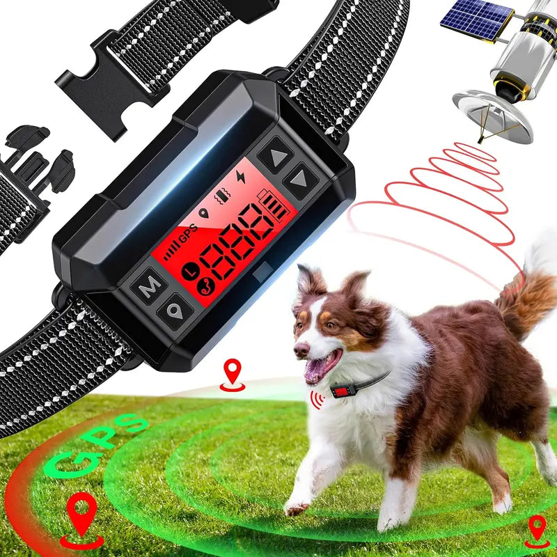 Automatic Wireless GPS Dog Fence Single Unit - Built for Yards, Farms, Beaches, IPX7 Waterproof, 33-999yd Range, No Wire/SIM/App Needed, Plastic Boundary Control, 0.24lb Rechargeable Titanium Vibration Safe Training Collar, 24-Hour Runtime for Long Outings