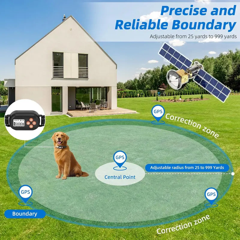 【BFCM】GPS Wireless Dog Fence, Pet Electric Containment System, IPX6 Waterproof/Rechargeable Collar, Beep/Vibration/Shock Correction Mode, for Dogs Over 20 Lbs