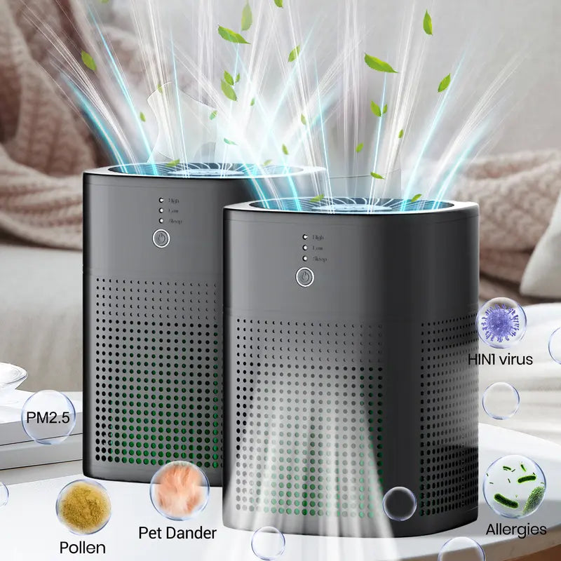 CHIVALZ 2-Pack Portable True HEPA Filter Air Purifiers - CARB, FCC Certified Home Air Cleaner with Aromatherapy, Timer, 24dB Quiet Sleep Mode, Pet/Smoke Unpleasant Smells Removal for Bedroom, Desk, Great Gift for Friends, Family