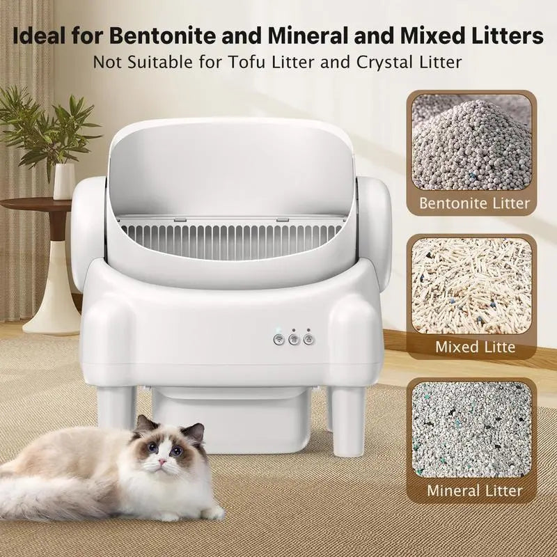 Premium Edition | TAYACICY Smart Self-Cleaning Litter Box for Multiple Cats | 10.5L Bin, Open-Top Design, Dual Safety Sensors, Cat Litterbox (Only Supports 2.4G WiFi),back to school