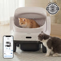 Lesure Silicone Self-Cleaning Litter Box - Hands Free, Safe, Odor Control, Easy-to-Use for 3.3-18lbs Cats, Vertical Strip Mesh Holes, Smart App Control, 8.9L Built-in Waste Bin, Modern Cat Litterbox