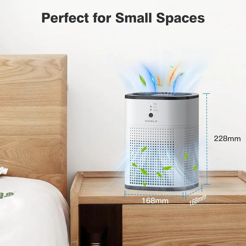 CHIVALZ 2-Pack Portable True HEPA Filter Air Purifiers - CARB, FCC Certified Home Air Cleaner with Aromatherapy, Timer, 24dB Quiet Sleep Mode, Pet/Smoke Unpleasant Smells Removal for Bedroom, Desk, Great Gift for Friends, Family