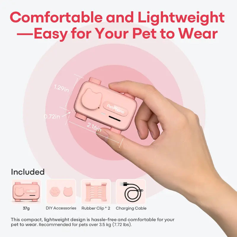 PetPhone for Dogs & Cats – 2-Way PetChat, AI-Powered Pet Sound Analysis & Activity Insights, GPS Tracker with Geofencing Alerts, Play Music, 37g Smart Pet Tracking Device, Gift for Pet Lovers