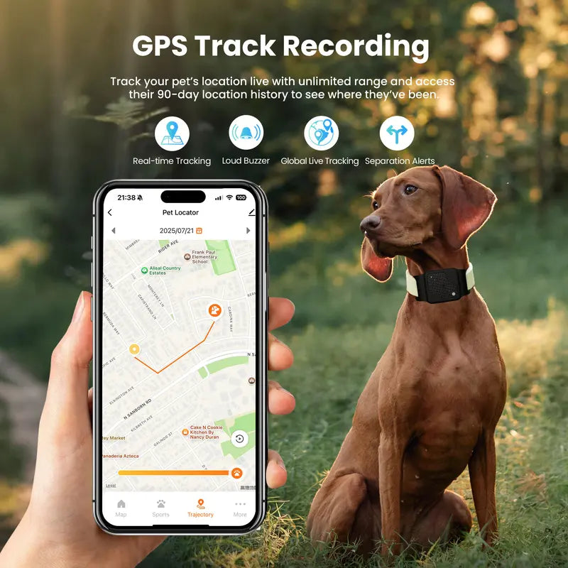 LaView TR7 GPS Tracker for Pets, Real-Time Tracking with Virtual Fence Alerts, Long-Lasting Battery, Easy Collar Mount