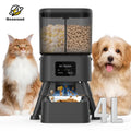 Geoorood Wi-Fi Automatic Cat Feeder, 4L Dual Chamber (2x2L) Dual Bins Handle Dry and Freeze-Dried, App Control, Meal Scheduling, Mix Kibble+Freeze, Removable Bowl Rinses Clean Fast, Battery Powered, Desiccant Bags for Fresh Food, Customizable Portions