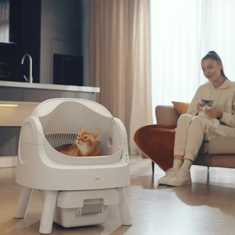 PetPivot AutoScooper Open-Top Automatic Self-Cleaning Cat Litter Box - Pull & Wrap, Odor-Free, Sealed Drawer Odor Traps, Up to 14 Days Scoop-Free, 6.5L/1.72Gal & 7L/1.85Gal Capacities, Limited-Time 80 Total Waste Bags (Extra 60 Included), Sohochic