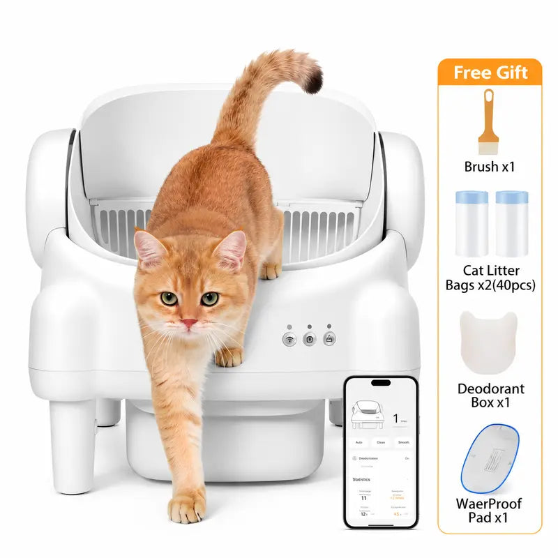 Premium Edition | TAYACICY Smart Self-Cleaning Litter Box for Multiple Cats | 10.5L Bin, Open-Top Design, Dual Safety Sensors, Cat Litterbox (Only Supports 2.4G WiFi),back to school