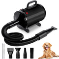 High Velocity Dog Hair Dryer Pet Grooming Tool, Noise-Reducing Force Blower with 4 Nozzles, Adjustable Temperature-Speed, Heat Protection, Plastic Body for Pet Supplies Calm Drying Sessions