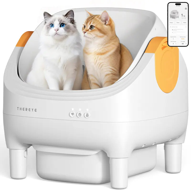 Thereye Open Automatic Litter Box, 10L Capacity, Built-in Safety Sensor, Odor Control, with Waste Disposal Device, Includes Waste Bag #sohochic