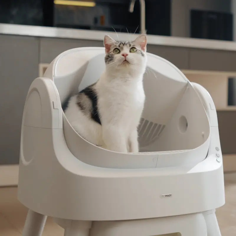 PetPivot AutoScooper Open-Top Automatic Self-Cleaning Cat Litter Box - Pull & Wrap, Odor-Free, Sealed Drawer Odor Traps, Up to 14 Days Scoop-Free, 6.5L/1.72Gal & 7L/1.85Gal Capacities, Limited-Time 80 Total Waste Bags (Extra 60 Included), Sohochic