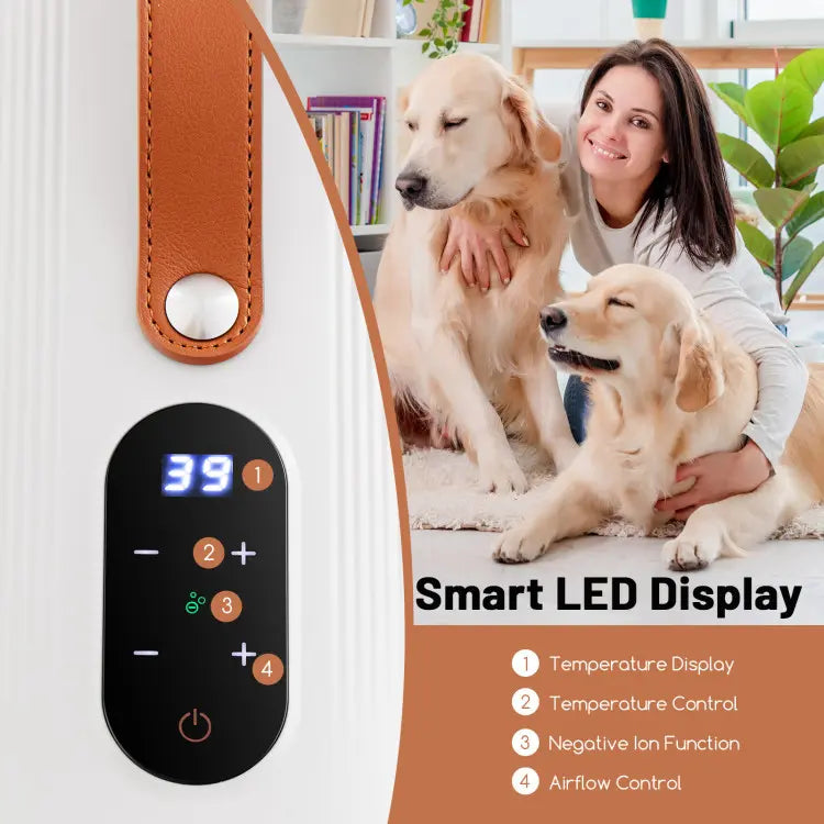 COSTWAY Dog Dryer, Dog Blow Dryer with Adjustable Speed, Airflow, and Temperature, Negative Ion Function, Overheat Protection, High Velocity Dog Hair Dryer for Pet Grooming with 4 Nozzles