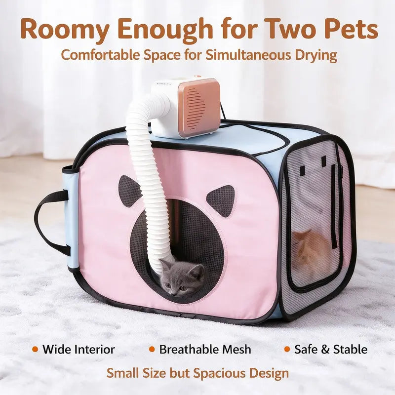 Foldable Pet Dryer Box Portable Dog Cat Drying Machine for Home Use Small Pet Grooming Dryer with Foldable Design Pet Bath Accessories Quiet Safe Indoor Use for Small Dogs Cats Kittens Puppies Car Cat Bed