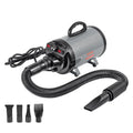 VEVOR 2000W/2.7HP Functional Dog Blow Dryer Single Unit, Pet Grooming Dryer with Adjustable Speed, Hot & Cold Temperature Control, 4 Nozzles, Extendable Connecting Hose, Grey Black