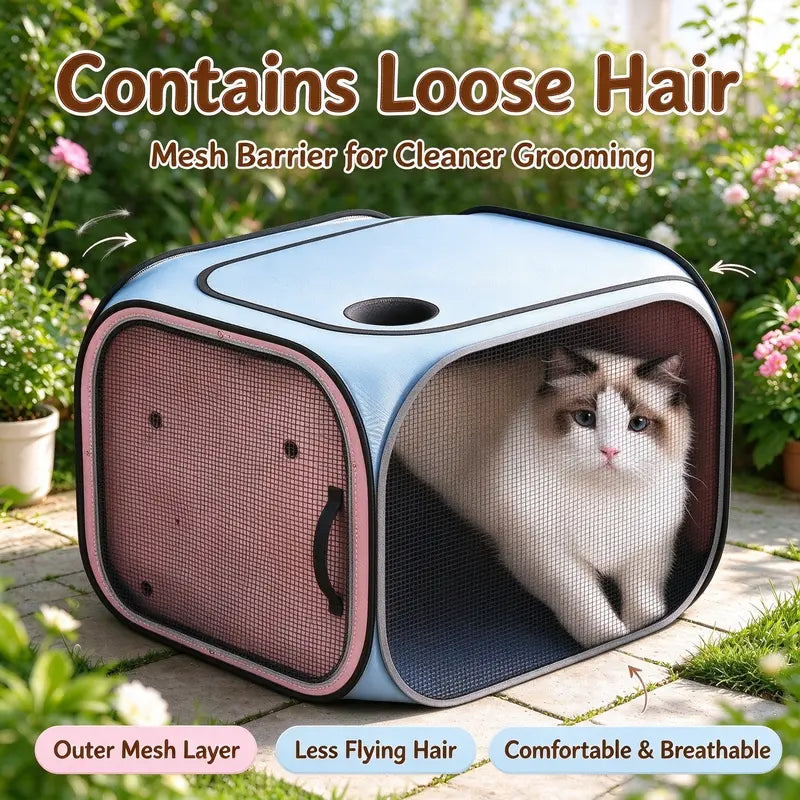 Foldable Pet Dryer Box Portable Dog Cat Drying Machine for Home Use Small Pet Grooming Dryer with Foldable Design Pet Bath Accessories Quiet Safe Indoor Use for Small Dogs Cats Kittens Puppies Car Cat Bed