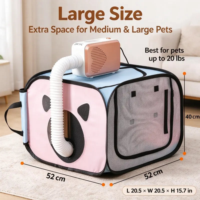 Foldable Pet Dryer Box Portable Dog Cat Drying Machine for Home Use Small Pet Grooming Dryer with Foldable Design Pet Bath Accessories Quiet Safe Indoor Use for Small Dogs Cats Kittens Puppies Car Cat Bed