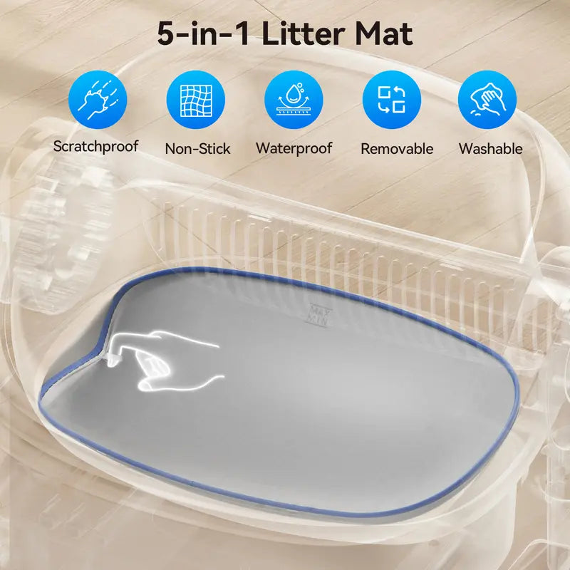 Thereye Open Automatic Litter Box, 10L Capacity, Built-in Safety Sensor, Odor Control, with Waste Disposal Device, Includes Waste Bag #sohochic