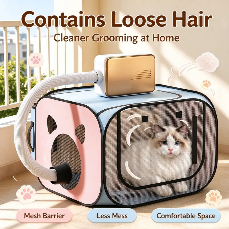 Foldable Pet Dryer Box Portable Dog Cat Drying Machine for Home Use Small Pet Grooming Dryer with Foldable Design Pet Bath Accessories Quiet Safe Indoor Use for Small Dogs Cats Kittens Puppies Car Cat Bed