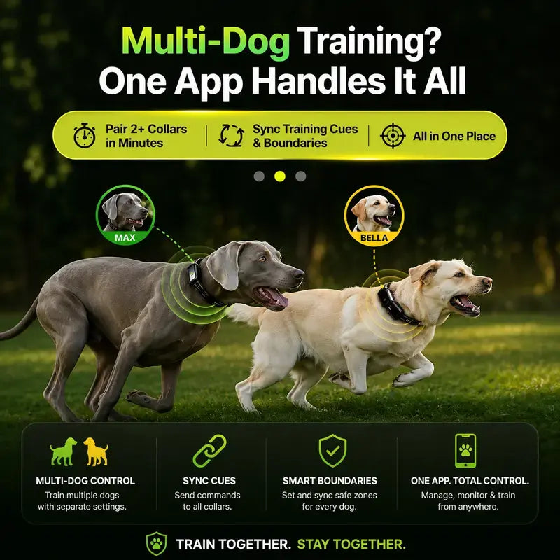 GPS Wireless Dog Collar Fence System - No Monthly Fee App Control, Custom Polygon Boundary & Remote Training, Free Phone Tracker for Up to 5 Pets, Virtual Electric Fence for Dogs, Black