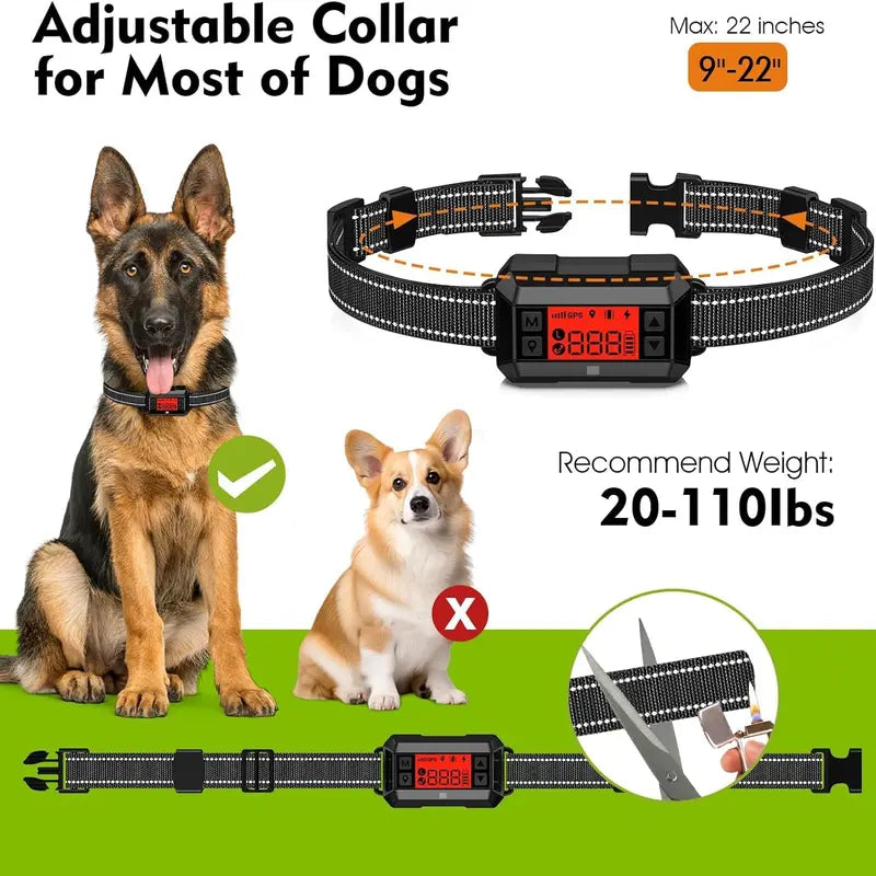 Automatic Wireless GPS Dog Fence Single Unit - Built for Yards, Farms, Beaches, IPX7 Waterproof, 33-999yd Range, No Wire/SIM/App Needed, Plastic Boundary Control, 0.24lb Rechargeable Titanium Vibration Safe Training Collar, 24-Hour Runtime for Long Outings