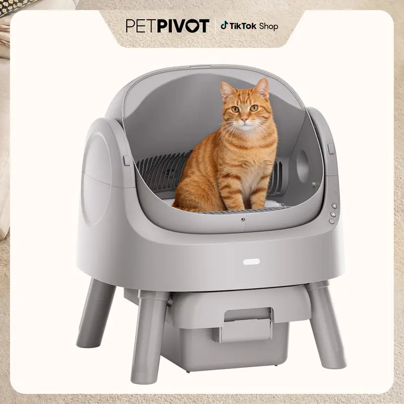 PetPivot AutoScooper Open-Top Automatic Self-Cleaning Cat Litter Box - Pull & Wrap, Odor-Free, Sealed Drawer Odor Traps, Up to 14 Days Scoop-Free, 6.5L/1.72Gal & 7L/1.85Gal Capacities, Limited-Time 80 Total Waste Bags (Extra 60 Included), Sohochic