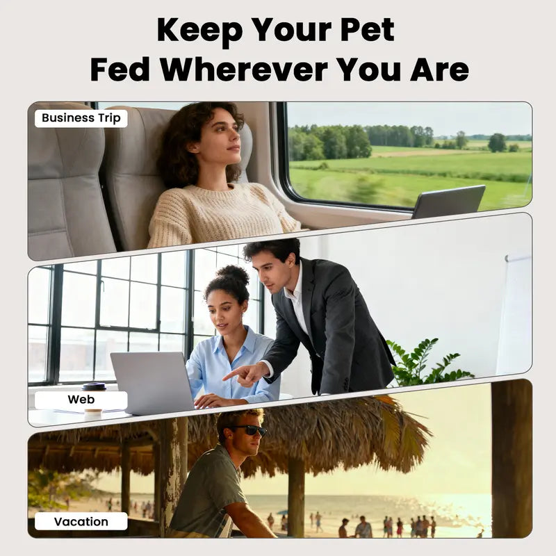 Geoorood Wi-Fi Automatic Cat Feeder, 4L Dual Chamber (2x2L) Dual Bins Handle Dry and Freeze-Dried, App Control, Meal Scheduling, Mix Kibble+Freeze, Removable Bowl Rinses Clean Fast, Battery Powered, Desiccant Bags for Fresh Food, Customizable Portions