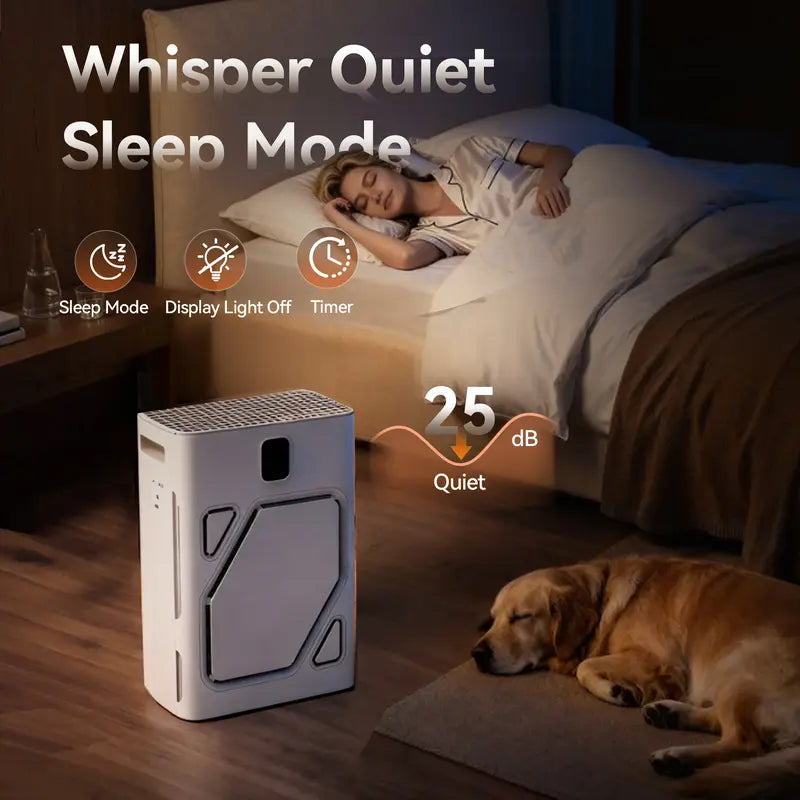 Compact Adjustable Home Air Purifier for Pet Owners, U-Shaped Air Inlet, True HEPA H13 Filter, Washable Pre-Filter, PM2.5 Quality Monitor, CARB Certified, Pet Dander Odor Removal Device