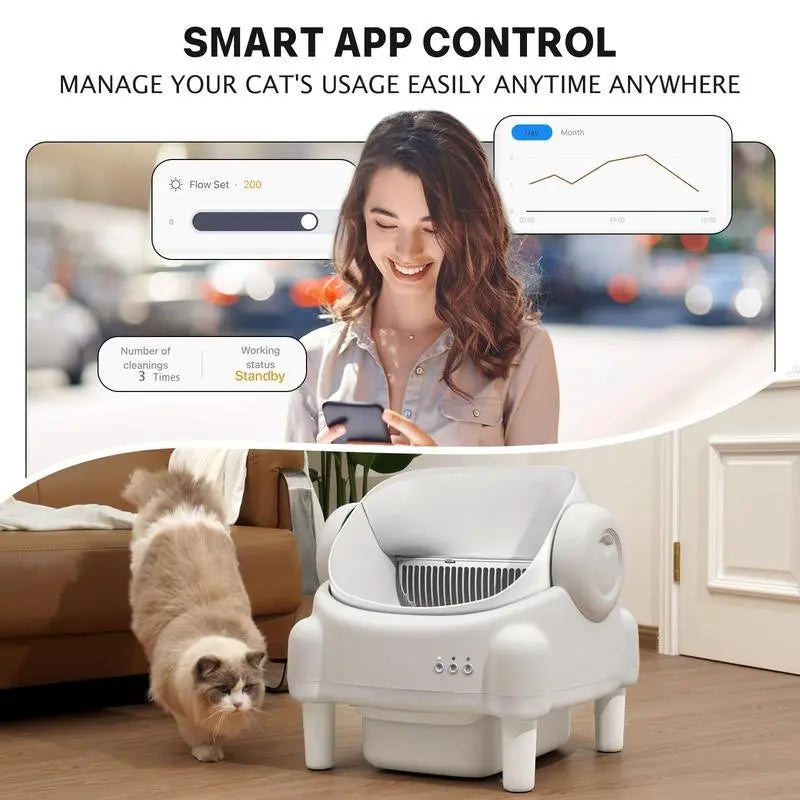 Premium Edition | TAYACICY Smart Self-Cleaning Litter Box for Multiple Cats | 10.5L Bin, Open-Top Design, Dual Safety Sensors, Cat Litterbox (Only Supports 2.4G WiFi),back to school