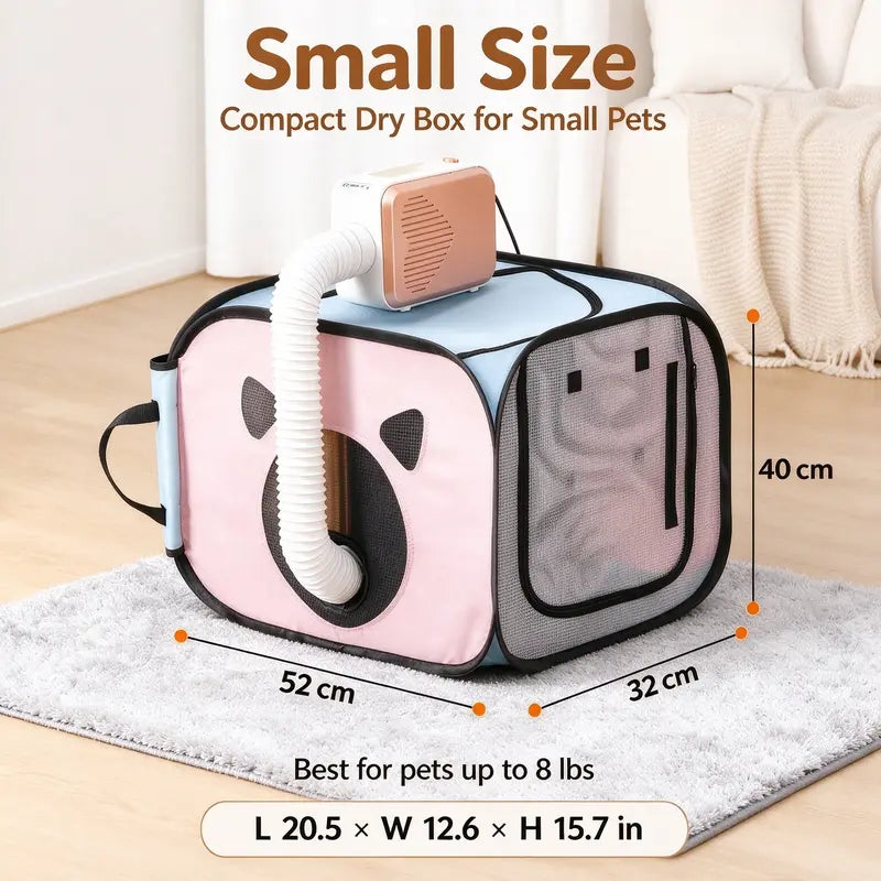 Foldable Pet Dryer Box Portable Dog Cat Drying Machine for Home Use Small Pet Grooming Dryer with Foldable Design Pet Bath Accessories Quiet Safe Indoor Use for Small Dogs Cats Kittens Puppies Car Cat Bed