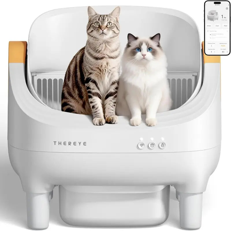 Thereye Open Automatic Litter Box, 10L Capacity, Built-in Safety Sensor, Odor Control, with Waste Disposal Device, Includes Waste Bag #sohochic